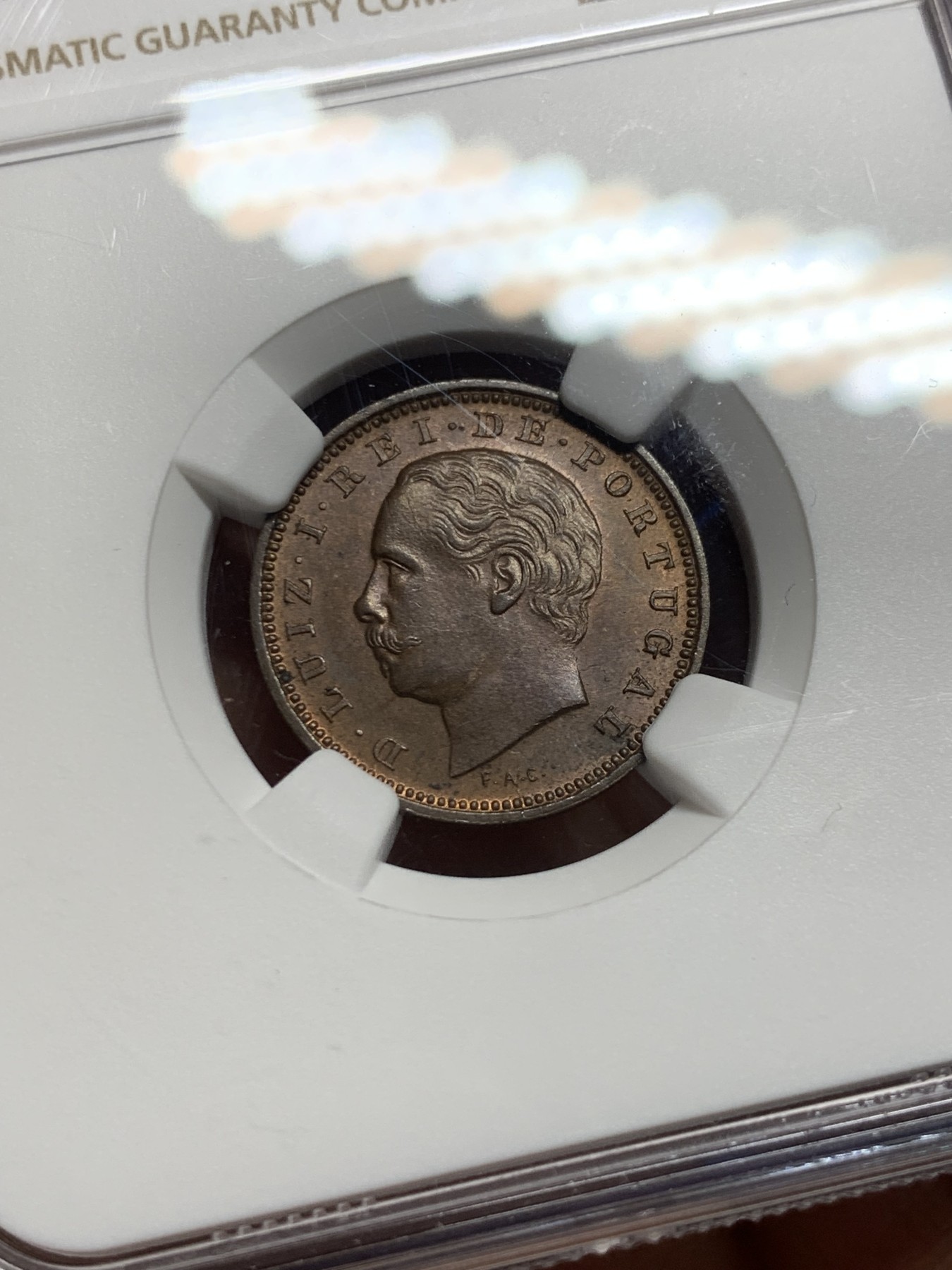 《竞宝斋》第232场-周日，周一 2场 (全场包邮) NGC MS64BN 葡萄牙1882年5瑞斯铜币 少见品种