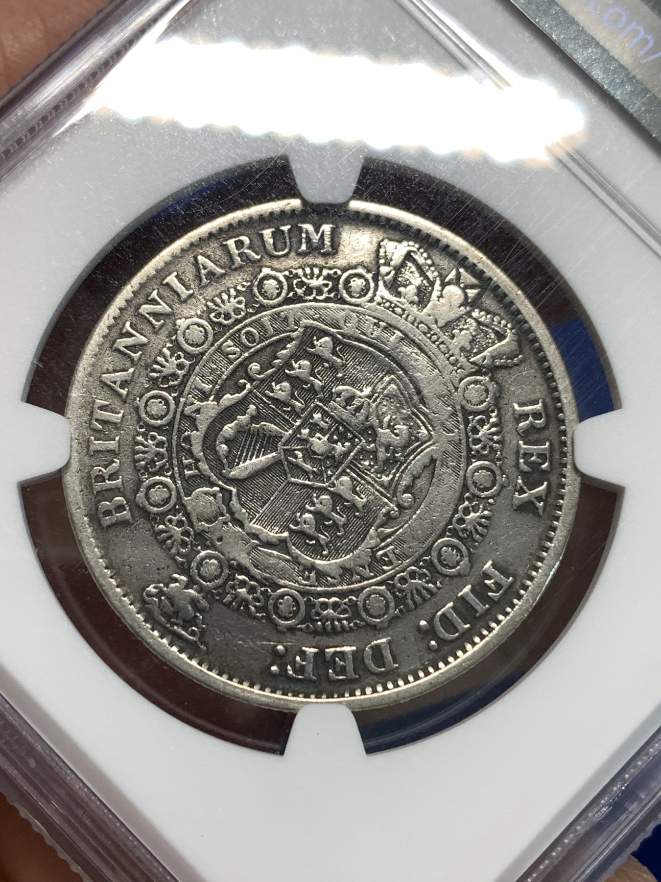 《竞宝斋》第232场-周日，周一 2场 (全场包邮) NGC-VFD 英国1817年乔治三世牛头半克朗银币 自然流通 不错的品种