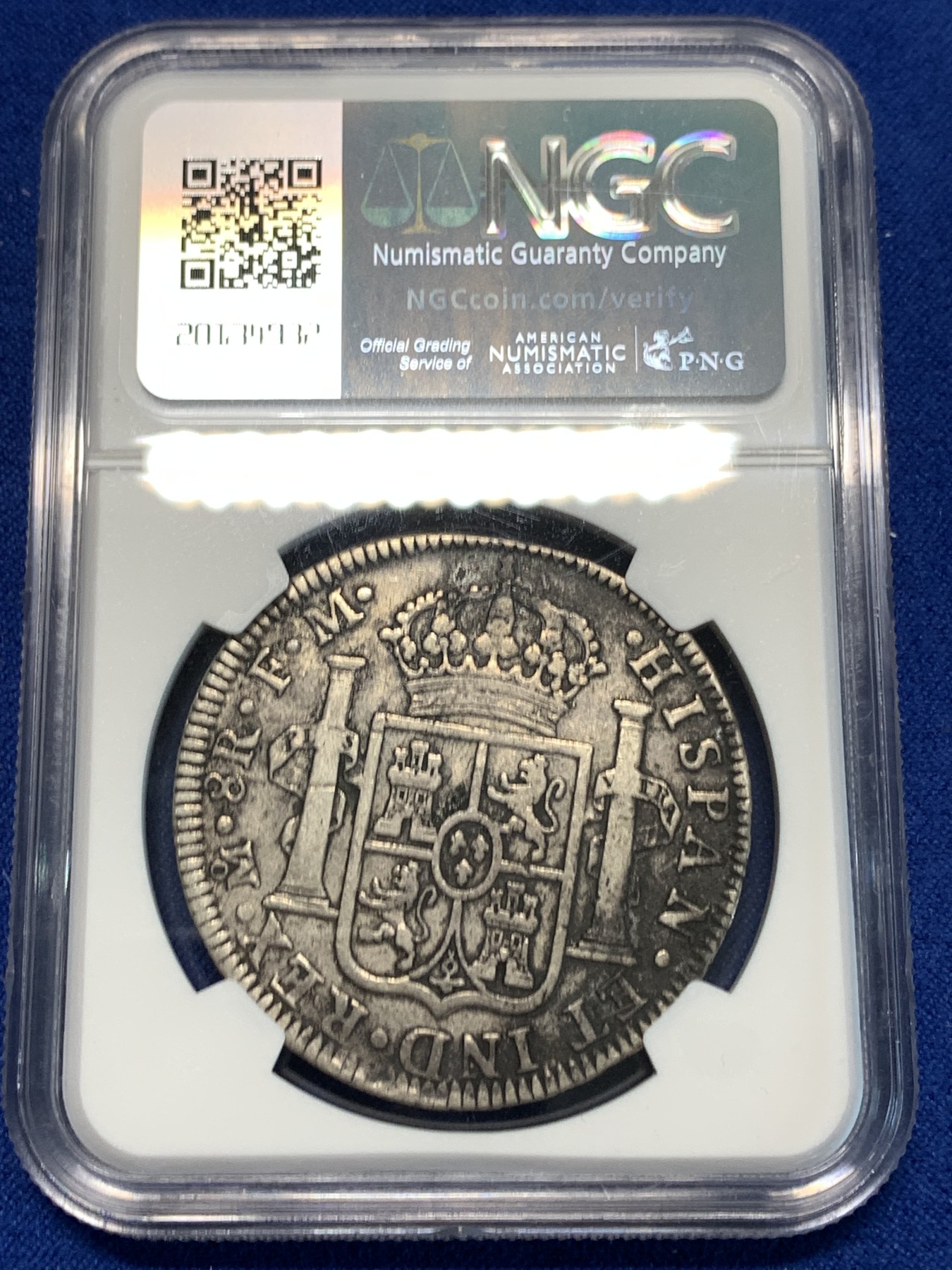 《竞宝斋》第232场-周日，周一 2场 (全场包邮) NGC XFD 墨西哥1793MO FM 卡洛斯四世8R双柱银币