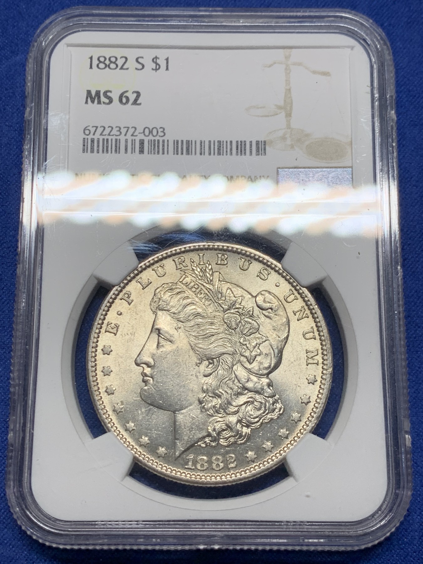 《竞宝斋》第232场-周日，周一 2场 (全场包邮) NGC MS62 美国1882年摩根1美元大银币