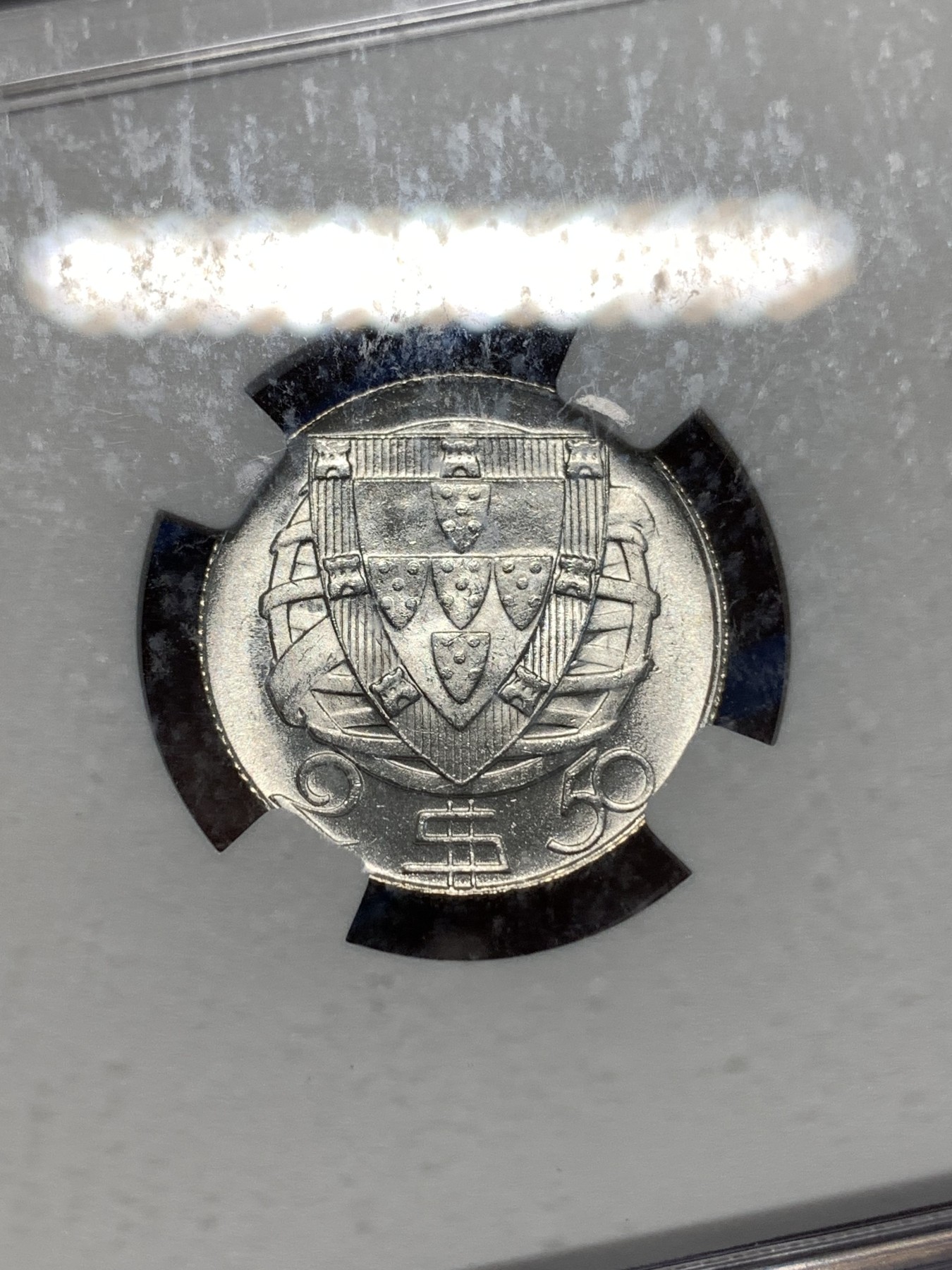 《竞宝斋》第232场-周日，周一 2场 (全场包邮) NGC-MS64 1951年葡萄牙2.5E帆船银币，64分高分