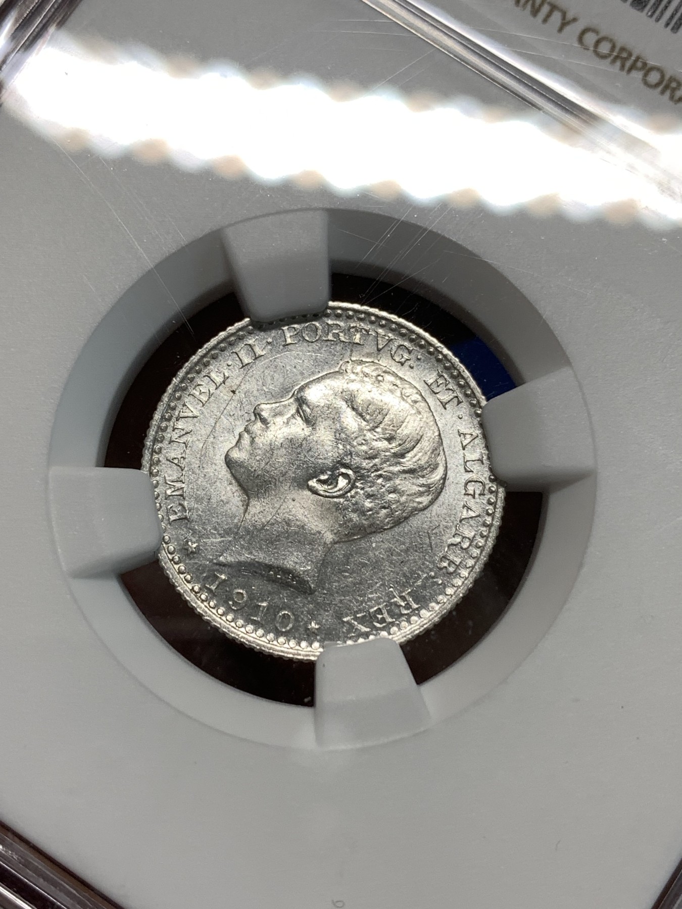 《竞宝斋》第232场-周日，周一 2场 (全场包邮) NGC-UNCD 葡萄牙 1910年 100R瑞斯 银币