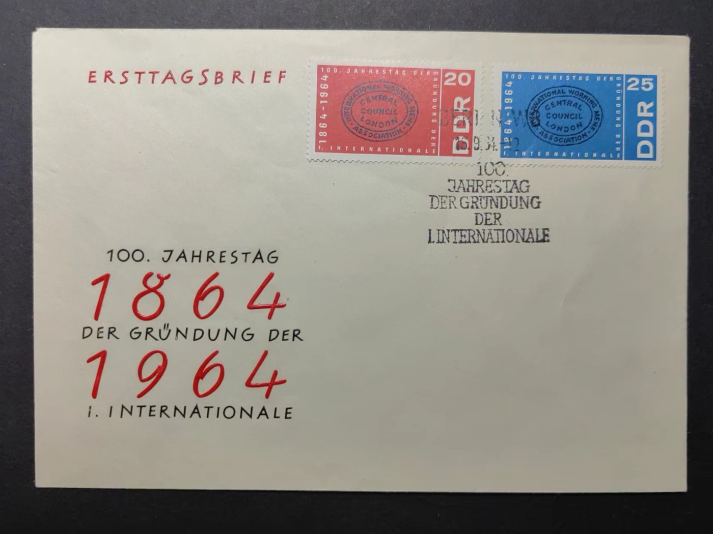 多国首日封✌邮品✌（拍卖场）精品🔥专场 第④②场 东德1964年 第一国际100周年