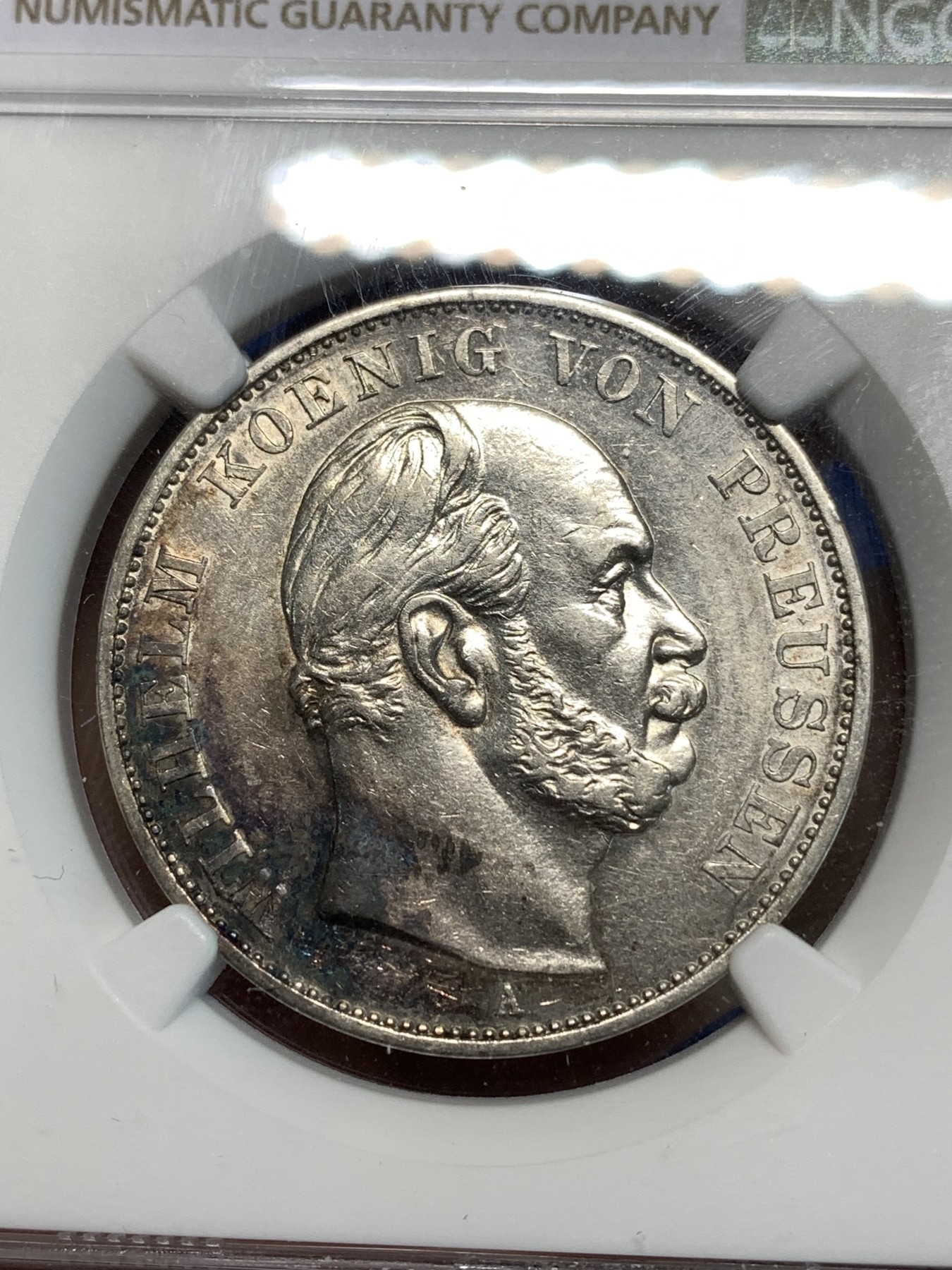 《竞宝斋》第232场-周日，周一 2场 (全场包邮) NGC-AUD 德国1871年A 普鲁士威廉一世 普法胜利1泰勒银币