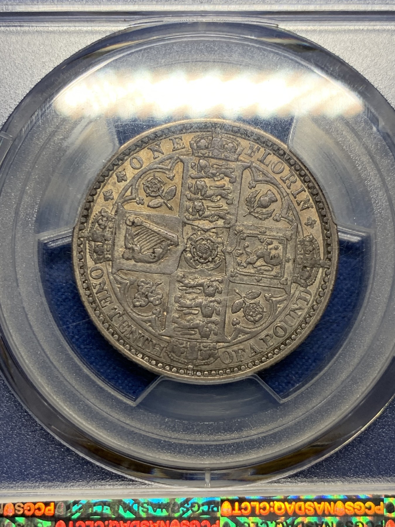 《竞宝斋》第232场-周日，周一 2场 (全场包邮) PCGS AU53 英国1849年小维无神弗洛林 维多利亚名誉品 淡金色包浆 深打 细节 很漂亮的一枚 实惠之选