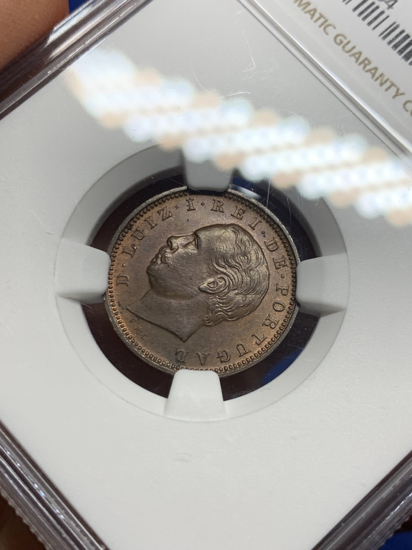 《竞宝斋》第232场-周日，周一 2场 (全场包邮) NGC MS64BN 葡萄牙1882年5瑞斯铜币 少见品种