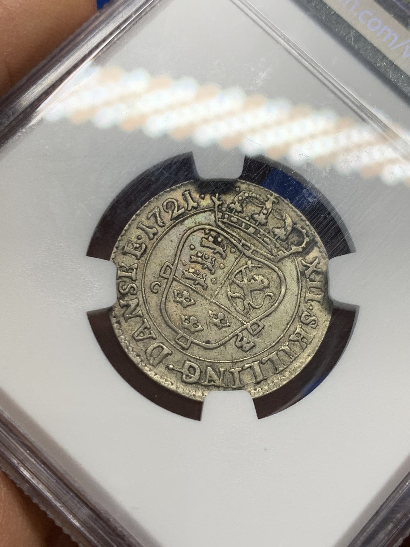 《竞宝斋》第232场-周日，周一 2场 (全场包邮) NGC AU50 丹麦1721年12S银币