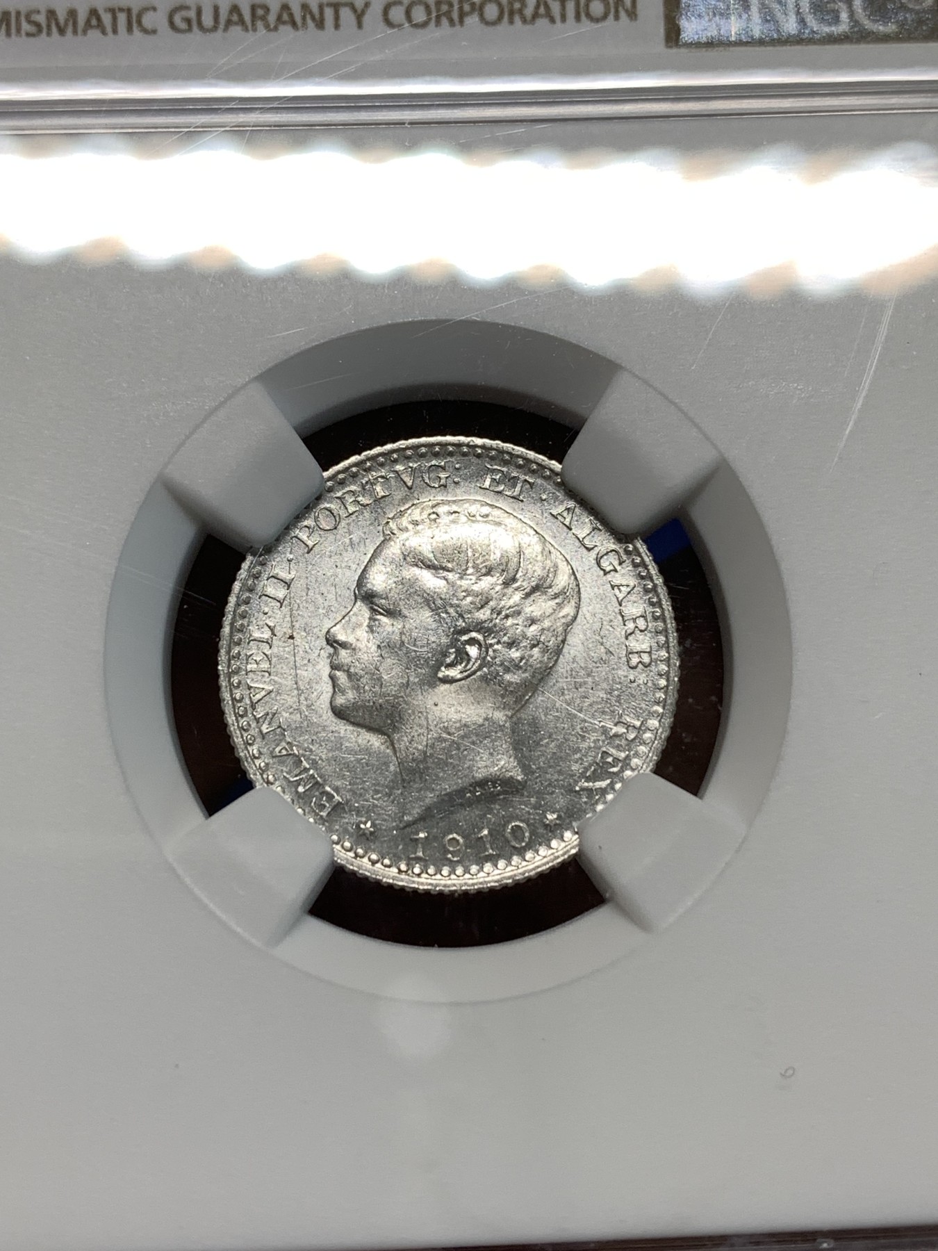 《竞宝斋》第232场-周日，周一 2场 (全场包邮) NGC-UNCD 葡萄牙 1910年 100R瑞斯 银币