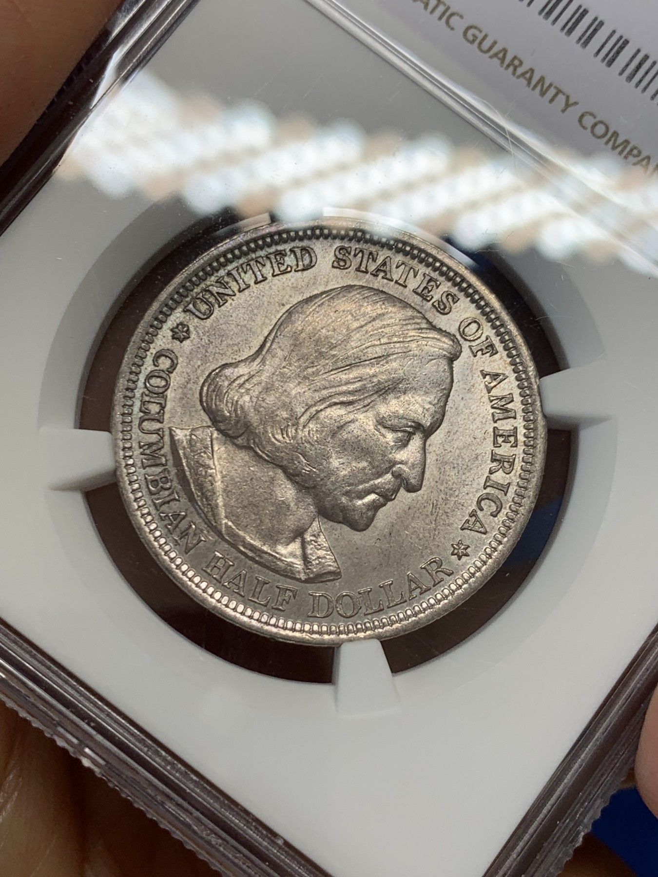 《竞宝斋》第232场-周日，周一 2场 (全场包邮) NGC MS62 美国 1893纪念哥伦布半圆银币，原光状态