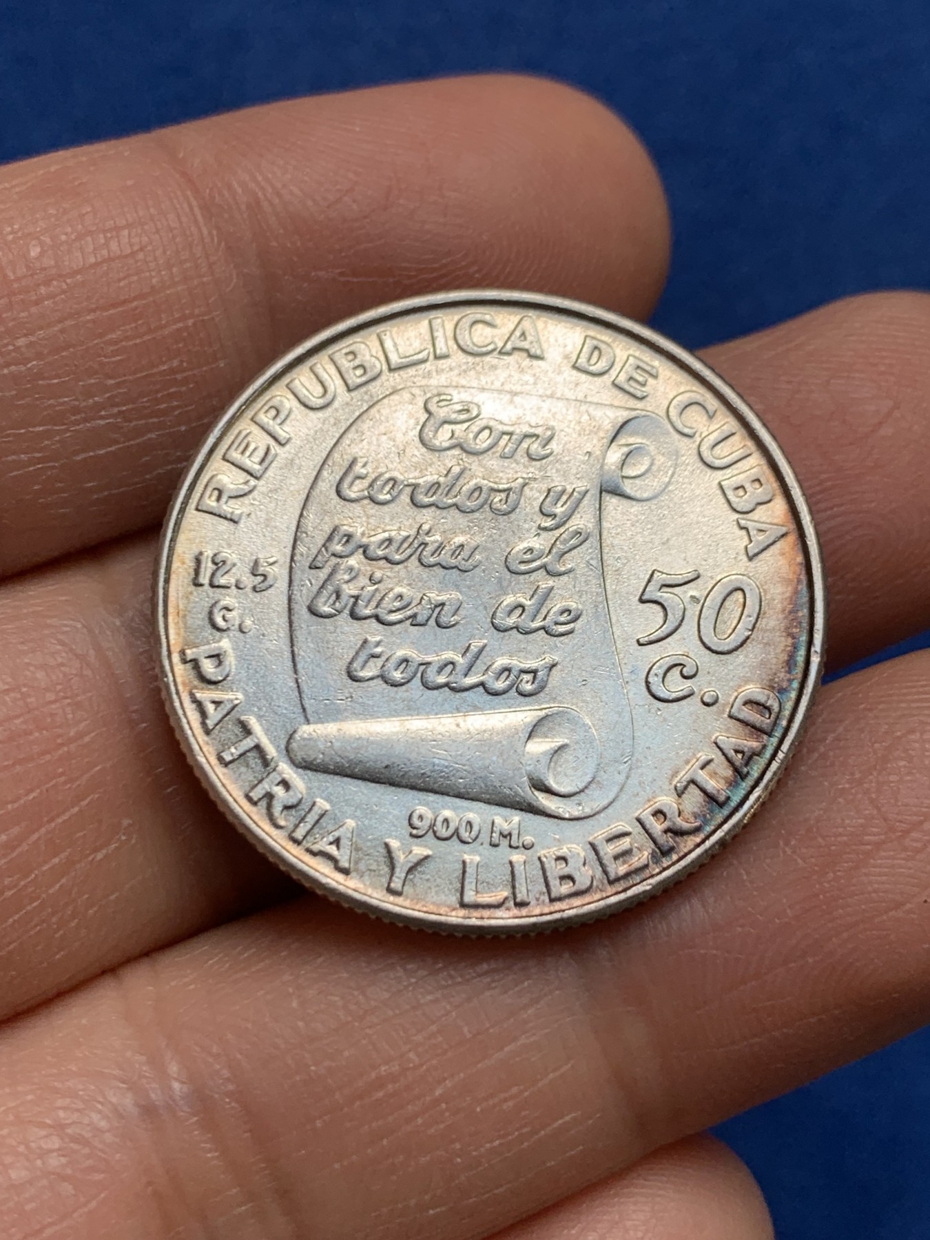 《竞宝斋》第232场-周日，周一 2场 (全场包邮) 古巴1953年何塞马丁百年纪念50分银币