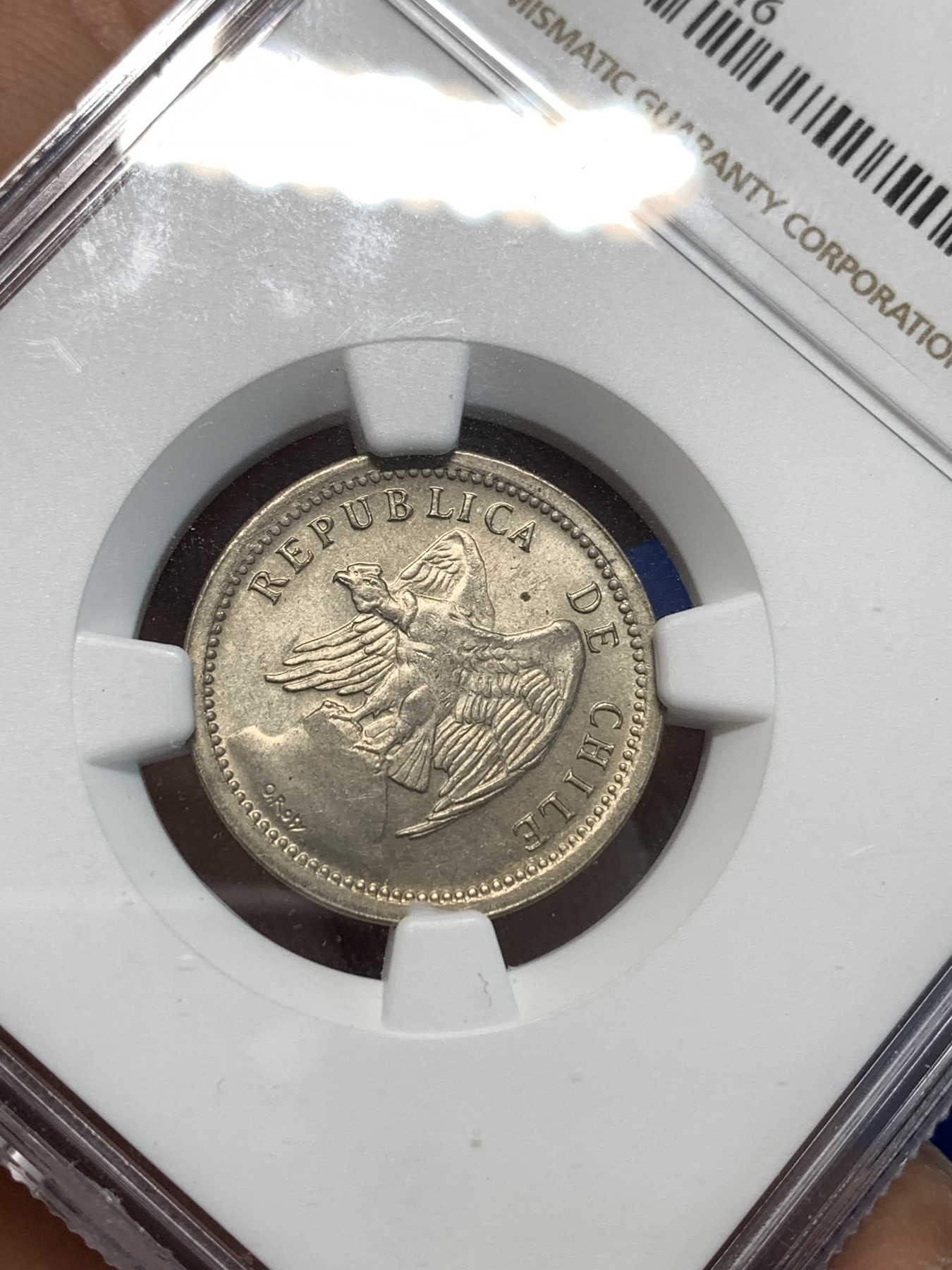 《竞宝斋》第232场-周日，周一 2场 (全场包邮) NGC MS64 智利1940年早期版秃鹫20分镍币，车轮光完整