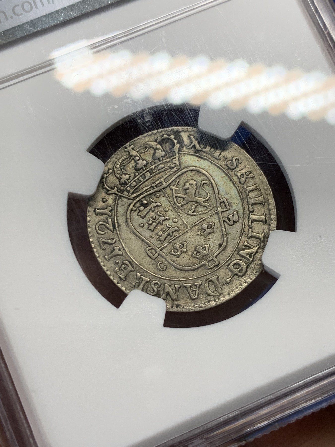 《竞宝斋》第232场-周日，周一 2场 (全场包邮) NGC AU50 丹麦1721年12S银币