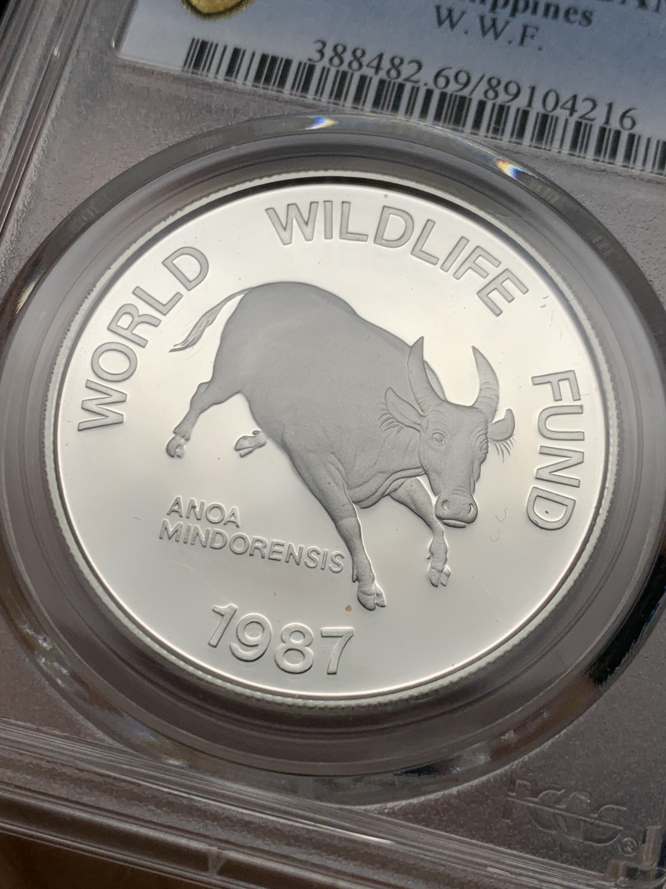 《竞宝斋》第232场-周日，周一 2场 (全场包邮) PCGS金盾 PR69DCAM 菲律宾1987年水牛200比索精制大银币，冠军分