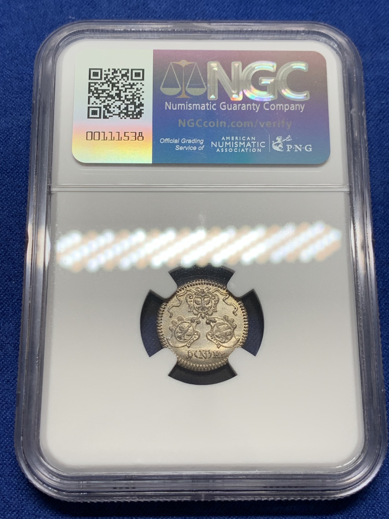 《竞宝斋》第232场-周日，周一 2场 (全场包邮) NGC-UNC 1773年 神圣罗马帝国纽伦堡城市景观小银币 面值1克鲁泽  精制细腻 尽显250年前的德系精工