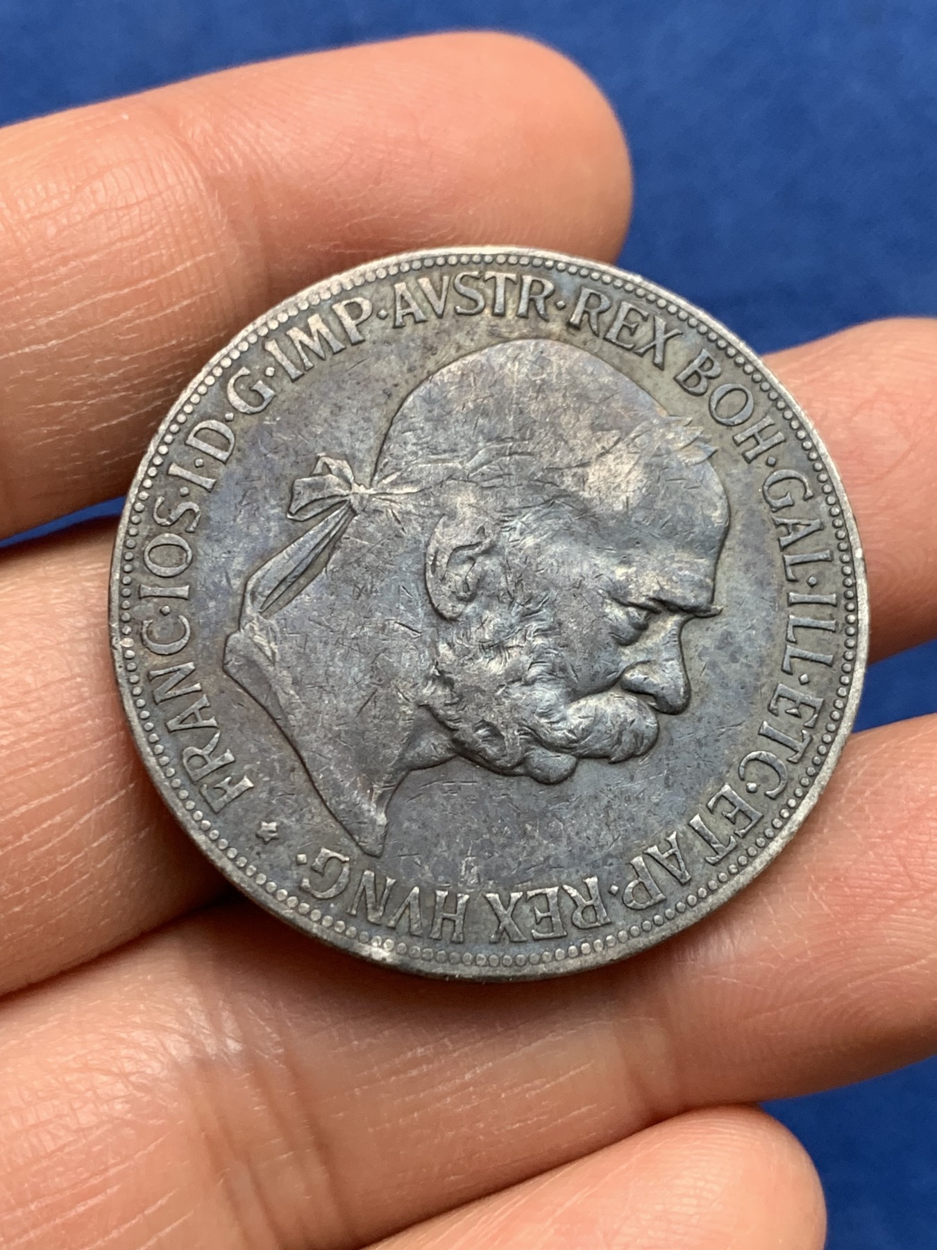 《竞宝斋》第232场-周日，周一 2场 (全场包邮) 奥匈帝国奥地利1900年5克朗双头鹰大银币，大老黑包浆比较难得，细节不错