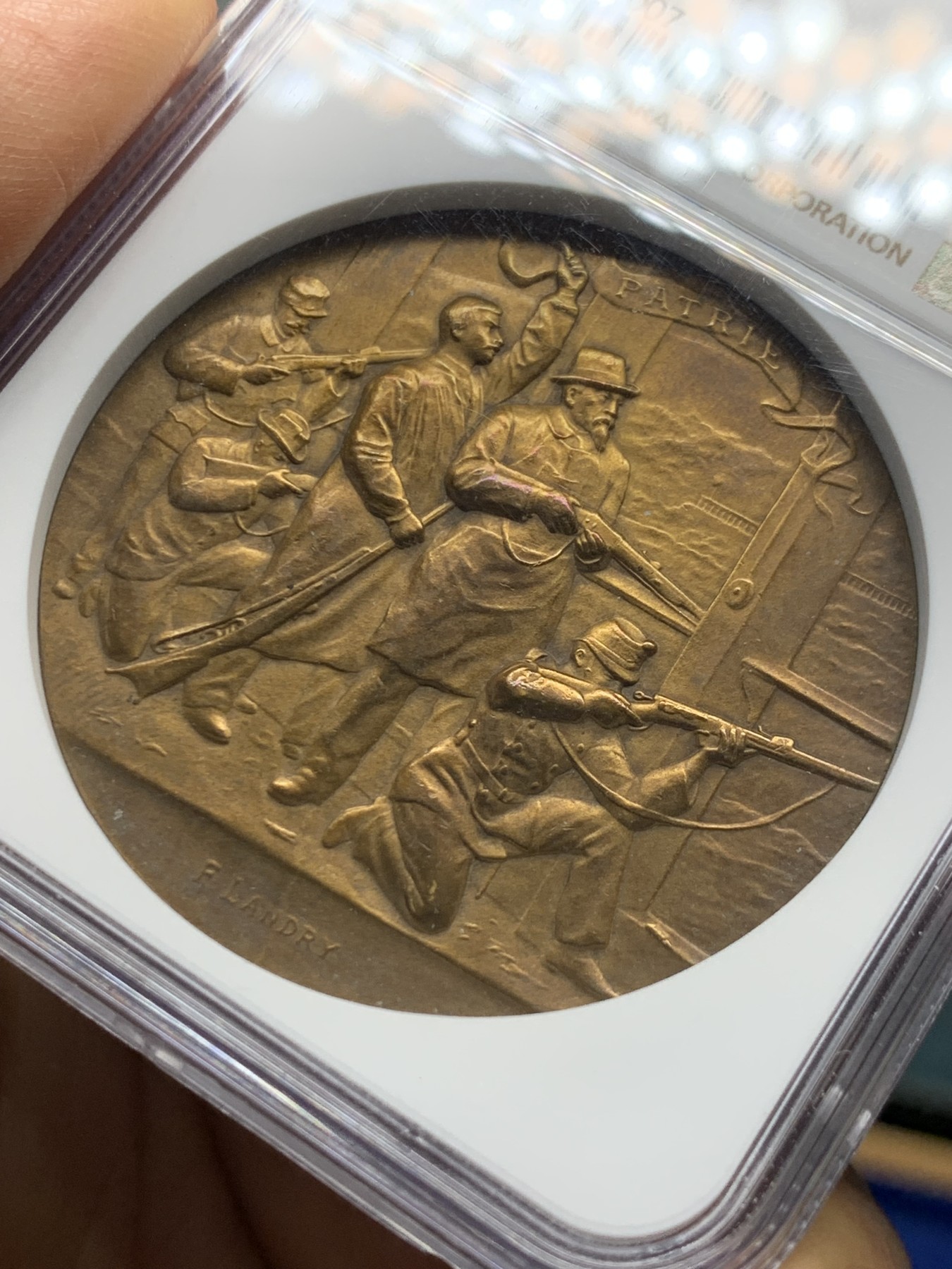 《竞宝斋》第232场-周日，周一 2场 (全场包邮) NGC MS62RB 瑞士1898纳沙泰尔射击节铜章 加厚盒