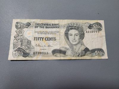 2024004纸币专场 - 巴哈马1974年 A冠50分 女王钞，原票美品