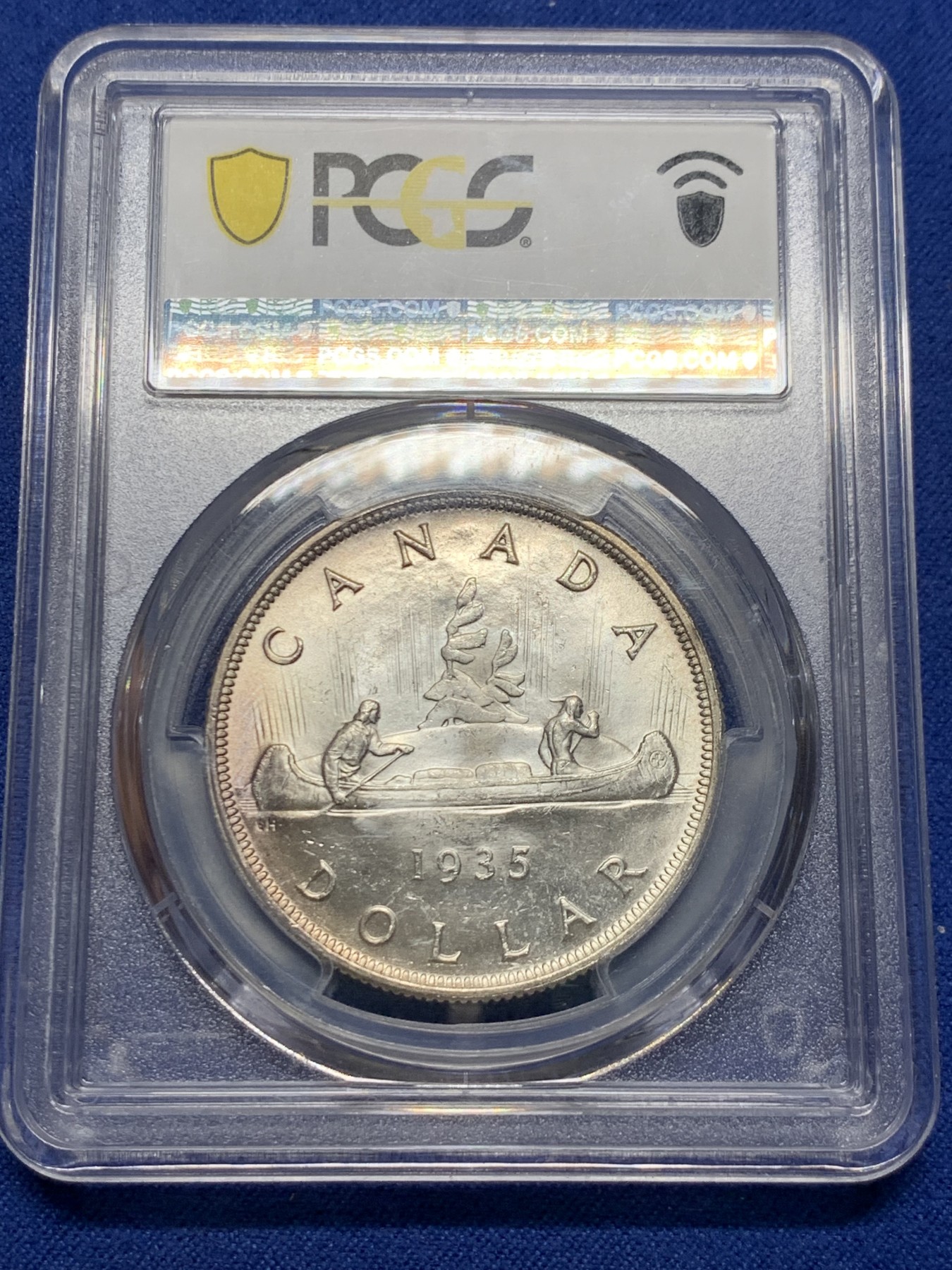 《竞宝斋》第232场-周日，周一 2场 (全场包邮) PCGS-MS64+ 加拿大 1935年1元银币 乔五划船 经典图案 银光闪闪 顶级高分 一步到位