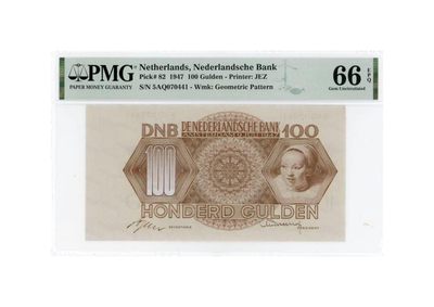 【Blue Auction】✨世界纸币精拍第417期——西欧&南欧专场 - 荷兰 1947年100盾 PMG66EPQ 小女孩 高分