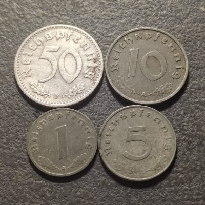 0起1加-纯粹捡漏拍-277散币银币场 - 德国第三帝国1940年4枚套币