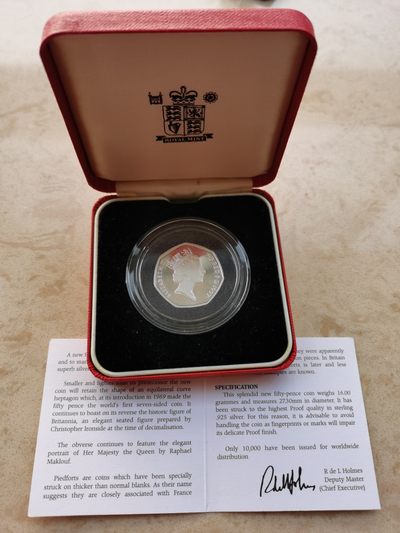 道一币馆币章第二十九场 - 原盒证 英国1997年50便士精制银币 加厚版