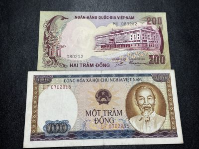 《外钞收藏家》第三百二十九期 - 南越200盾 UNC-+越南100盾 两张一起
