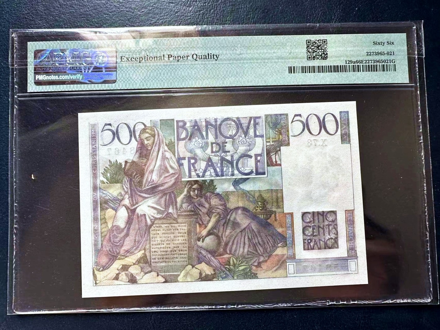 【Blue Auction】✨世界纸币精拍第418期【精】 【亚军分】法国 1946年500法郎 夏多布里昂 设计非常精美 PMG66EPQ 高分