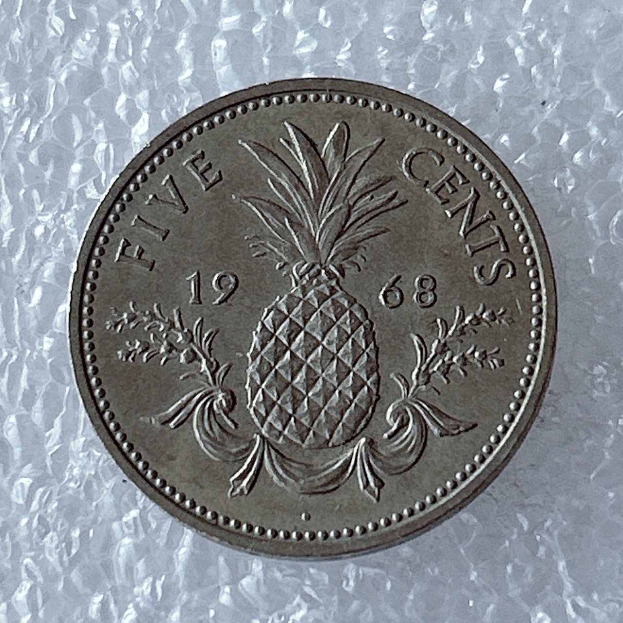 海外回流1元起拍小铺 各国钱币散币场 第5期 1968年英属巴哈马5分 菠萝