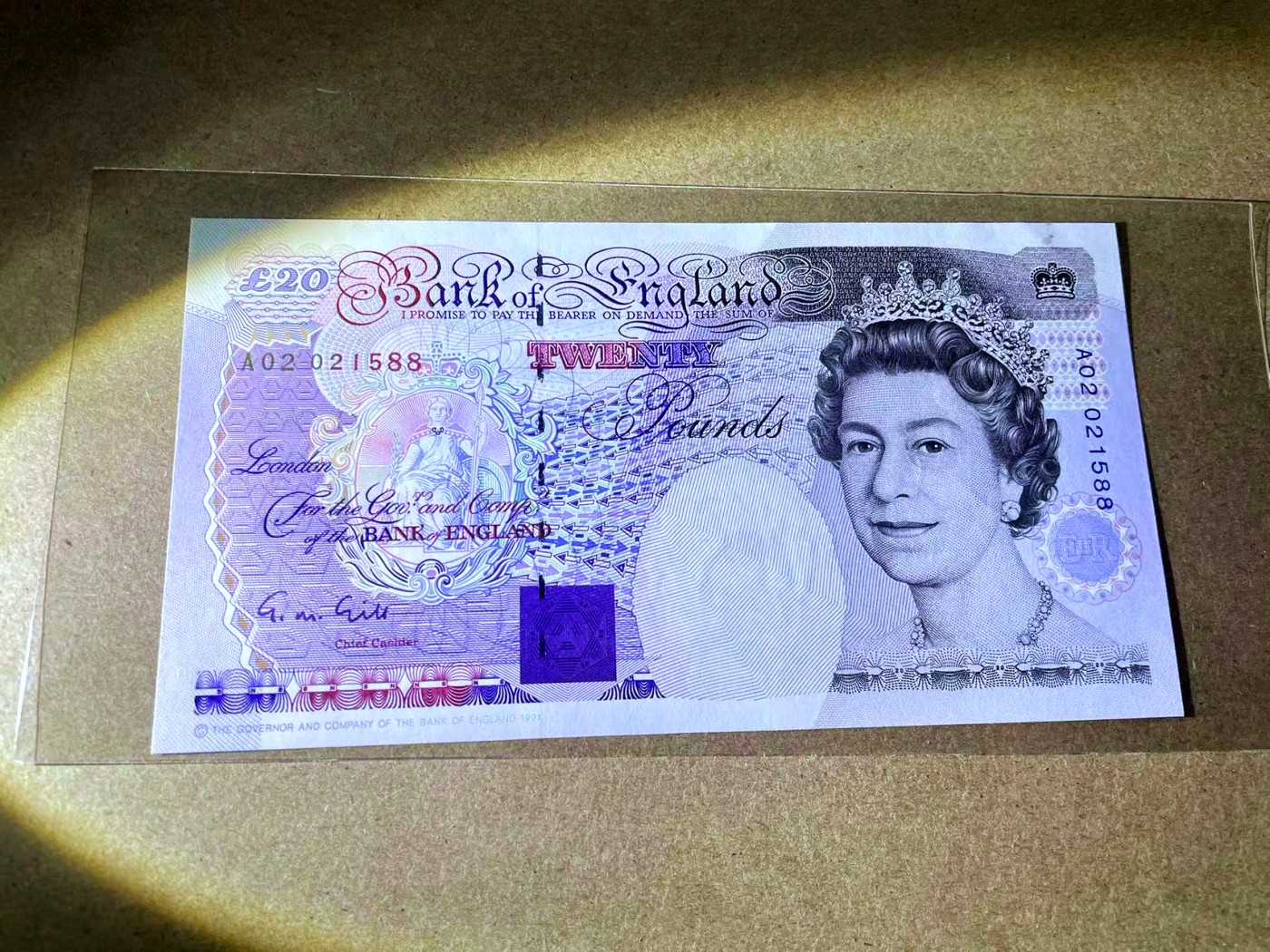 【Blue Auction】✨世界纸币精拍第418期【精】 【A02冠 88尾无47】英国 1991年20镑 皇冠版 UNC-