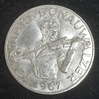 康怡轩【德奥专场】第22期 - 1967年奥地利蓝色多瑙河华尔兹100周年50先令普制银币 34毫米