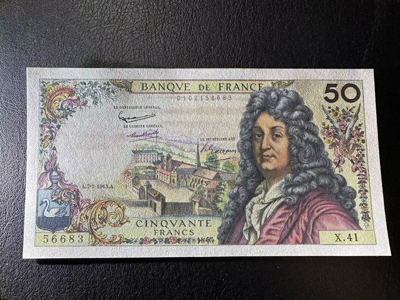 【Blue Auction】✨世界纸币精拍第418期【精】 【无47】法国 1963年50法郎 拉辛 UNC-针孔 荧光