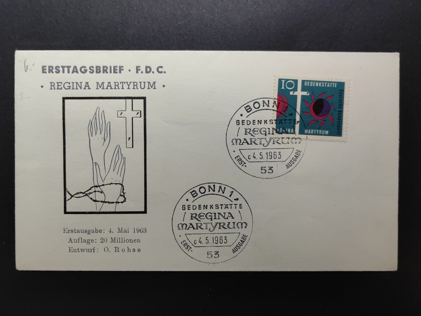 多国首日封✌邮品✌（拍卖场）精品🔥专场 第④③场 西德1963年 受害者墓地教堂落成