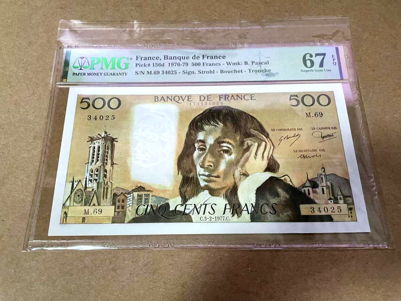 【Blue Auction】✨世界纸币精拍第418期【精】 法国 1977年500法郎 PMG67EPQ 高分 