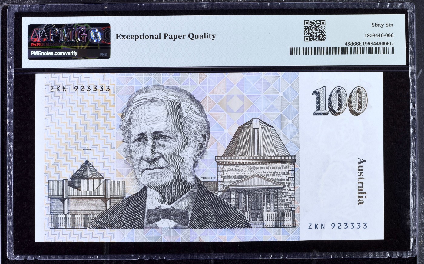 【Blue Auction】✨世界纸币精拍第418期【精】  【仅1张更高分 3333狮子号无47】澳大利亚 1992年100元 经典毛线帽子 雕刻精美 PMG66EPQ 