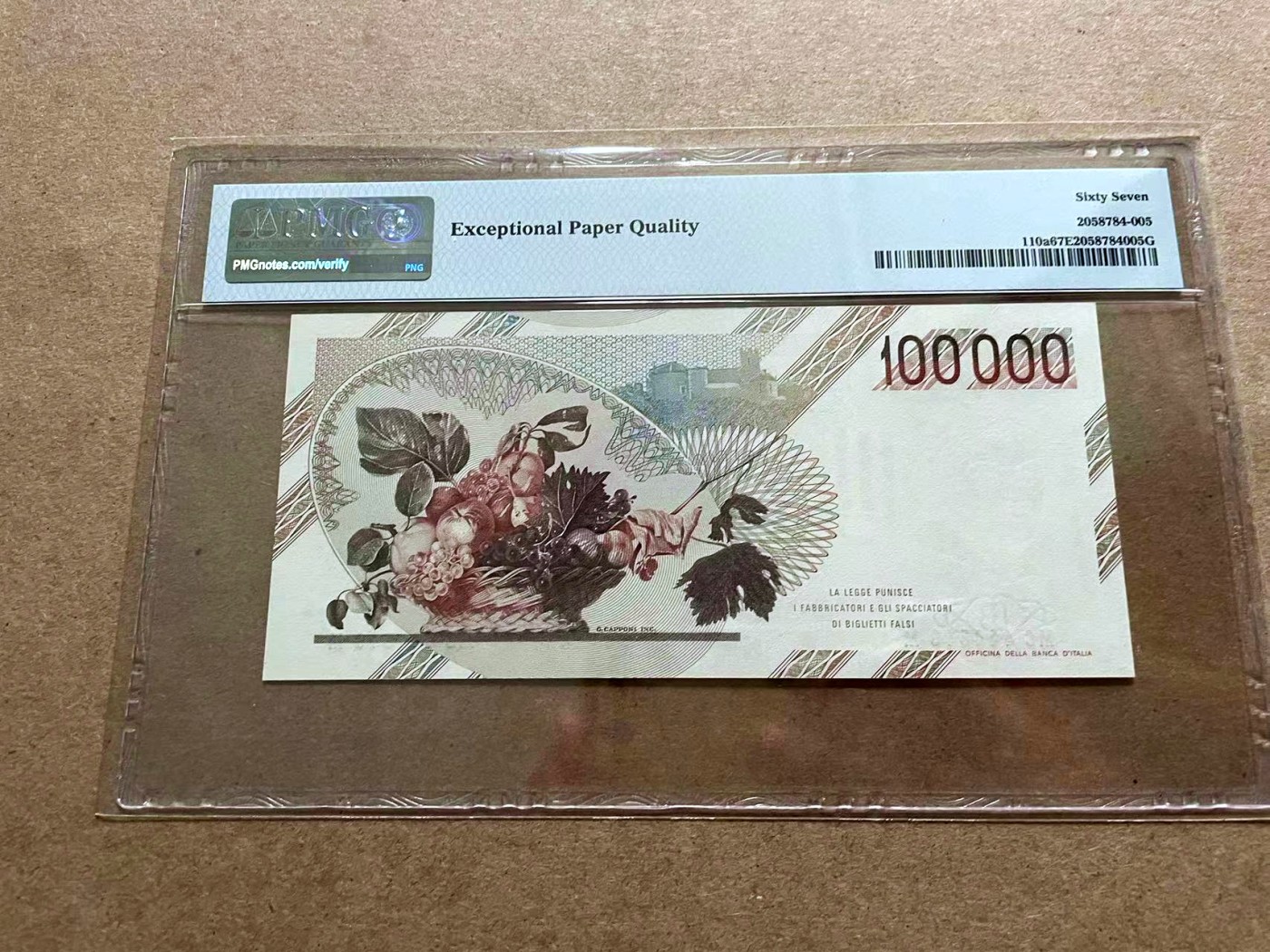 【Blue Auction】✨世界纸币精拍第418期【精】 意大利 1983年10万里拉 PMG67EPQ 