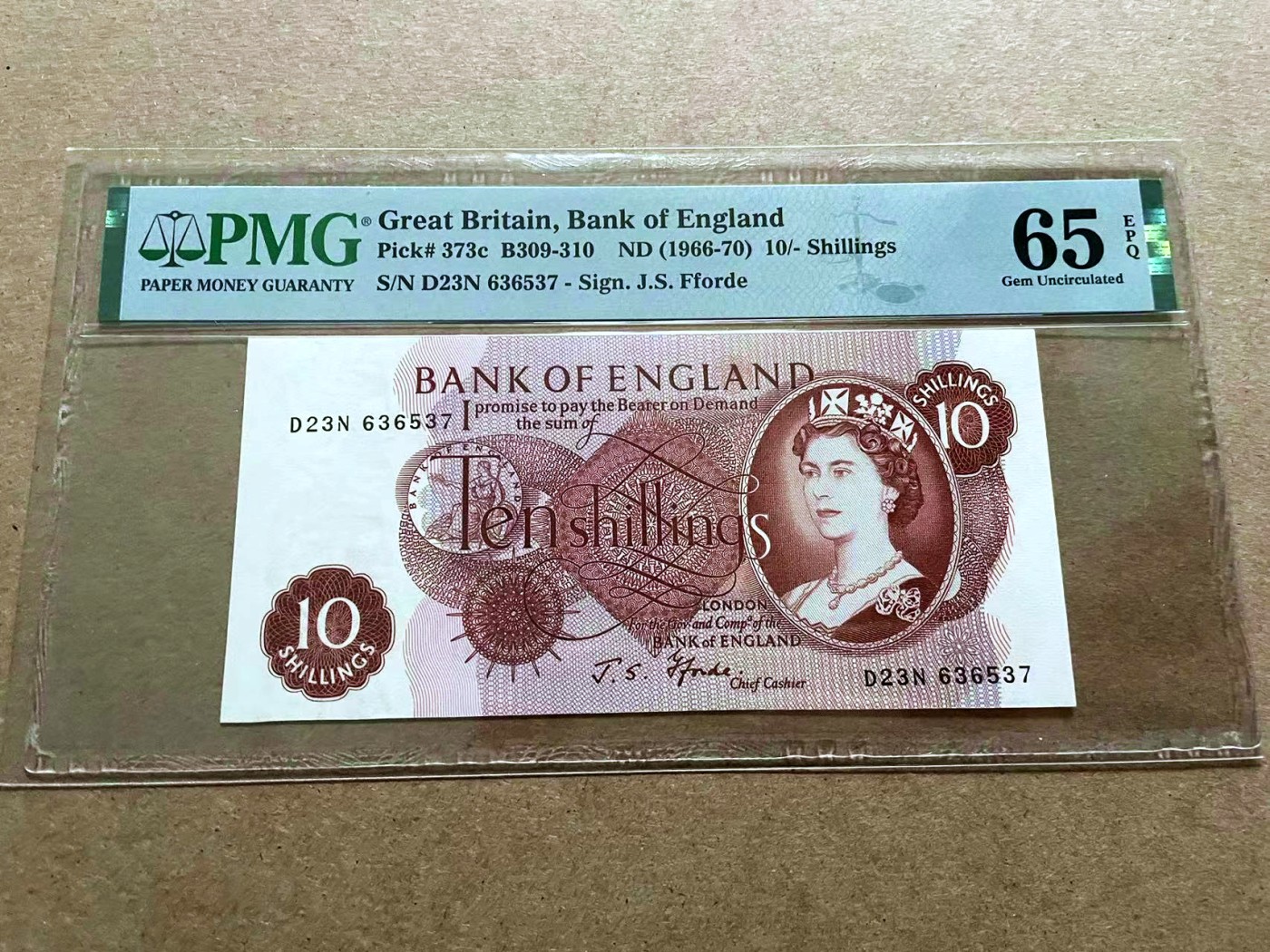 【Blue Auction】✨世界纸币精拍第418期【精】  英国 C序列 1966-70年10先令 PMG65EPQ 