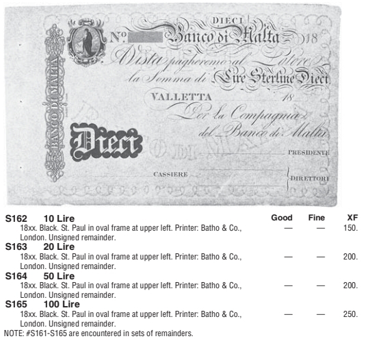 【Blue Auction】✨世界纸币精拍第418期【精】 【冠军分罕见】马耳他早期 1810年100里拉 高值 超大票幅 白镑风格 含版铭（selvage） 满版水印 PMG66EPQ 绝品 克劳斯仅给到XF参考价