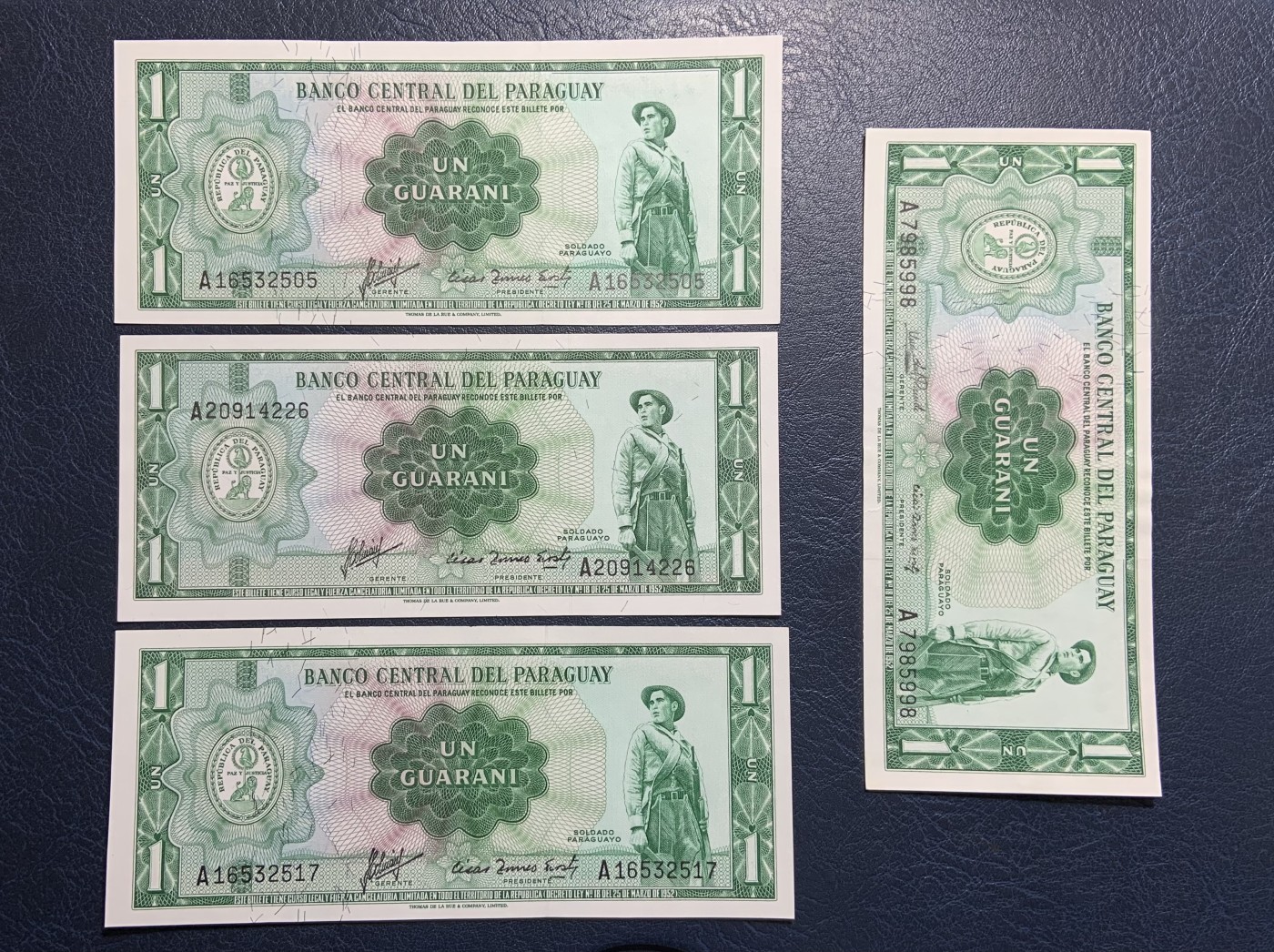 收藏联盟Quantum Auction 第317期拍卖  巴拉圭1952版1-100圭拉尼 品相UNC 全部为首发A冠 瑕疵细节如图