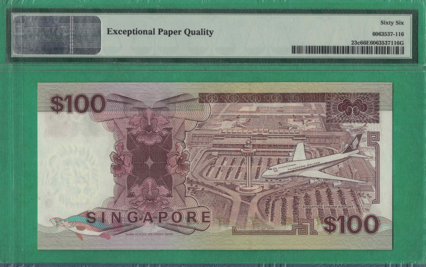 新加坡1995年100元 P-23c 船版 亚洲纸币 实物图 UNC