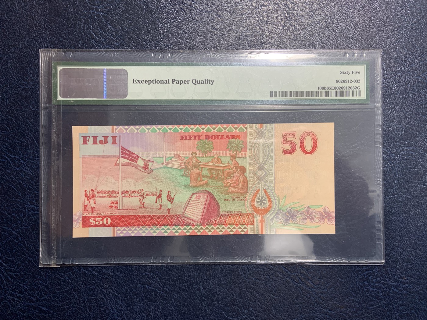 收藏联盟Quantum Auction 第317期拍卖  斐济ND (1996)年50元 PMG65 该版最大面值 早期纸版
