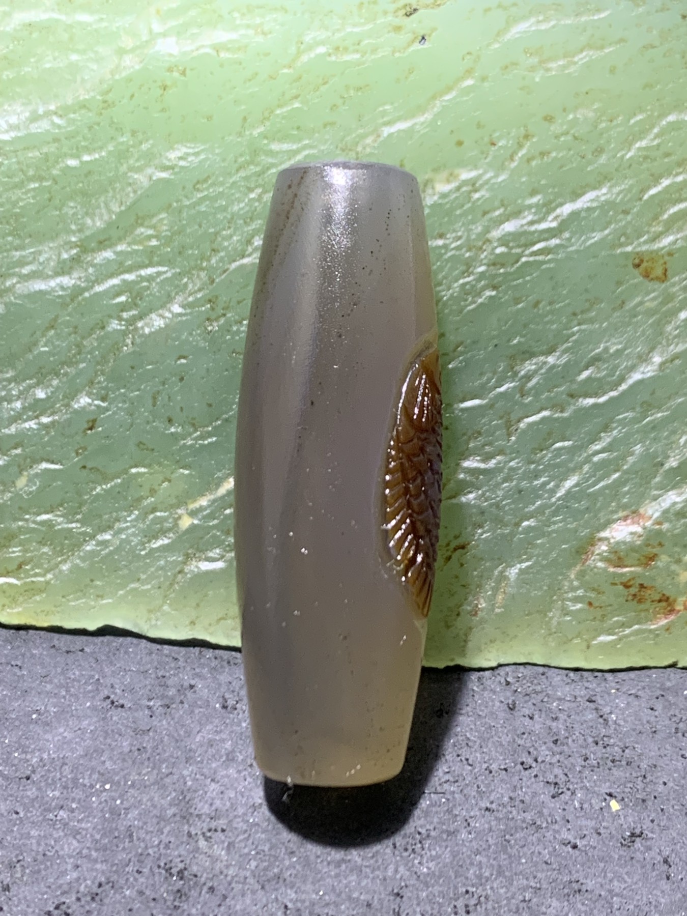 精美亚光高玉化巴西玛瑙手工俏色巧雕富贵有余吊坠一个！