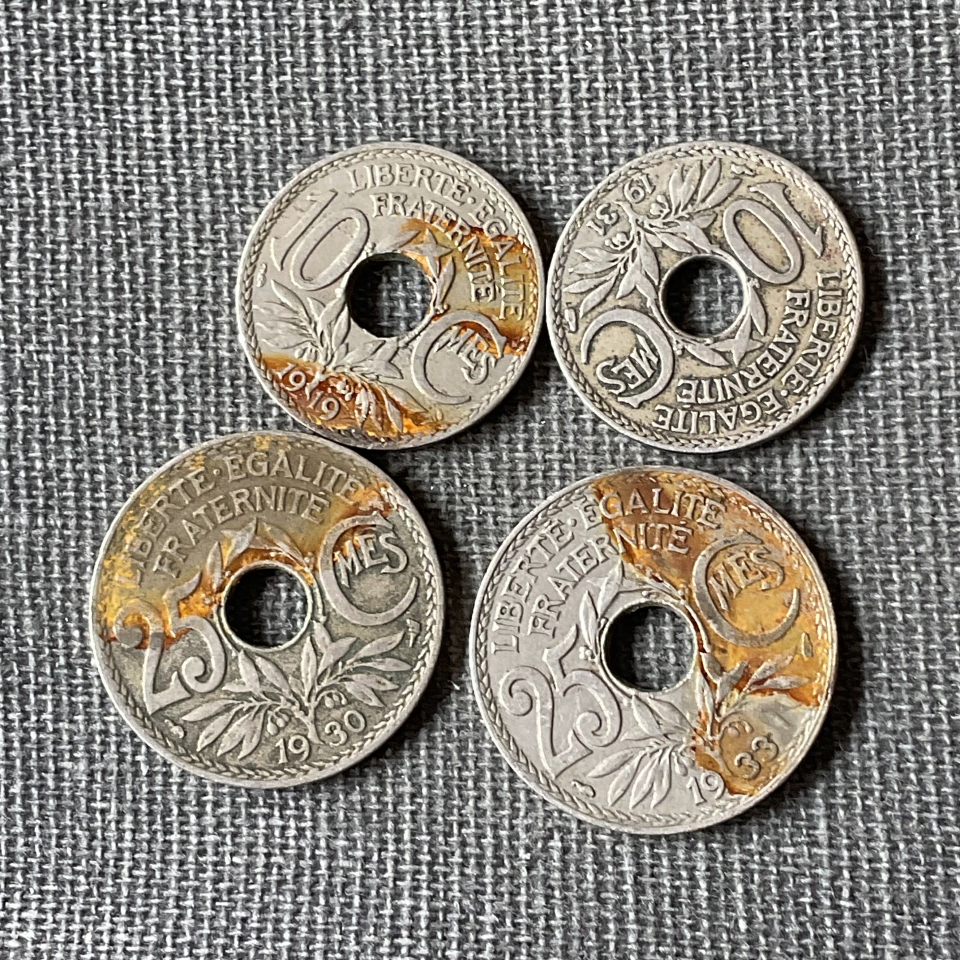 外国章牌硬币混合2024-1-10 法国四枚