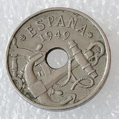 海外回流1元起拍小铺 各国钱币散币场 第5期 - 西班牙1949年50分中孔