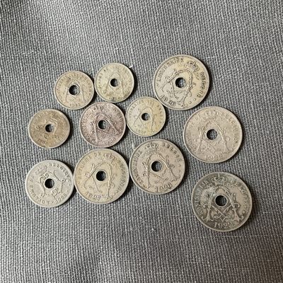 外国硬币最后一场2024-1-10 - 比利时中孔11枚