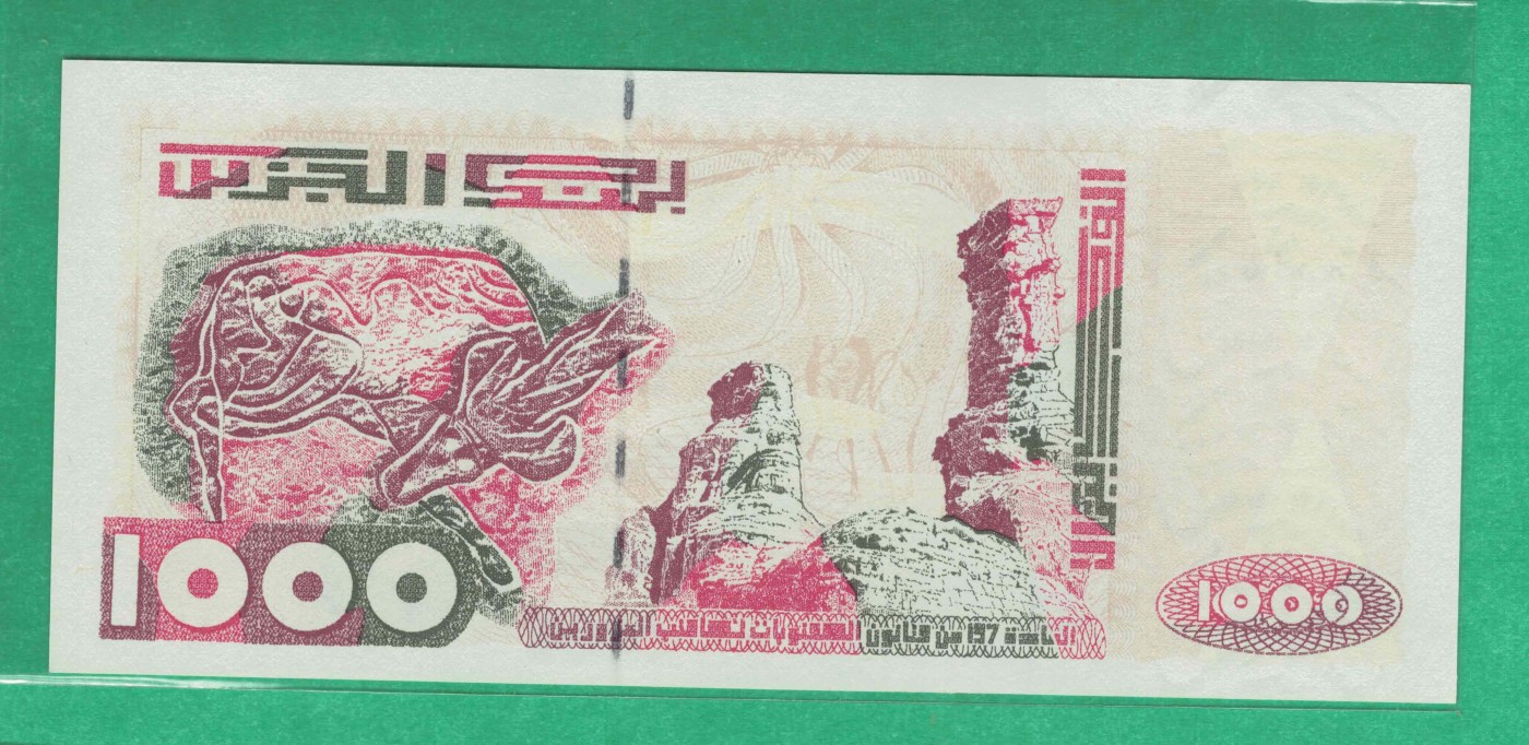 阿尔及利亚1998年1000第纳尔 P-142b 非洲纸币 实物图 UNC