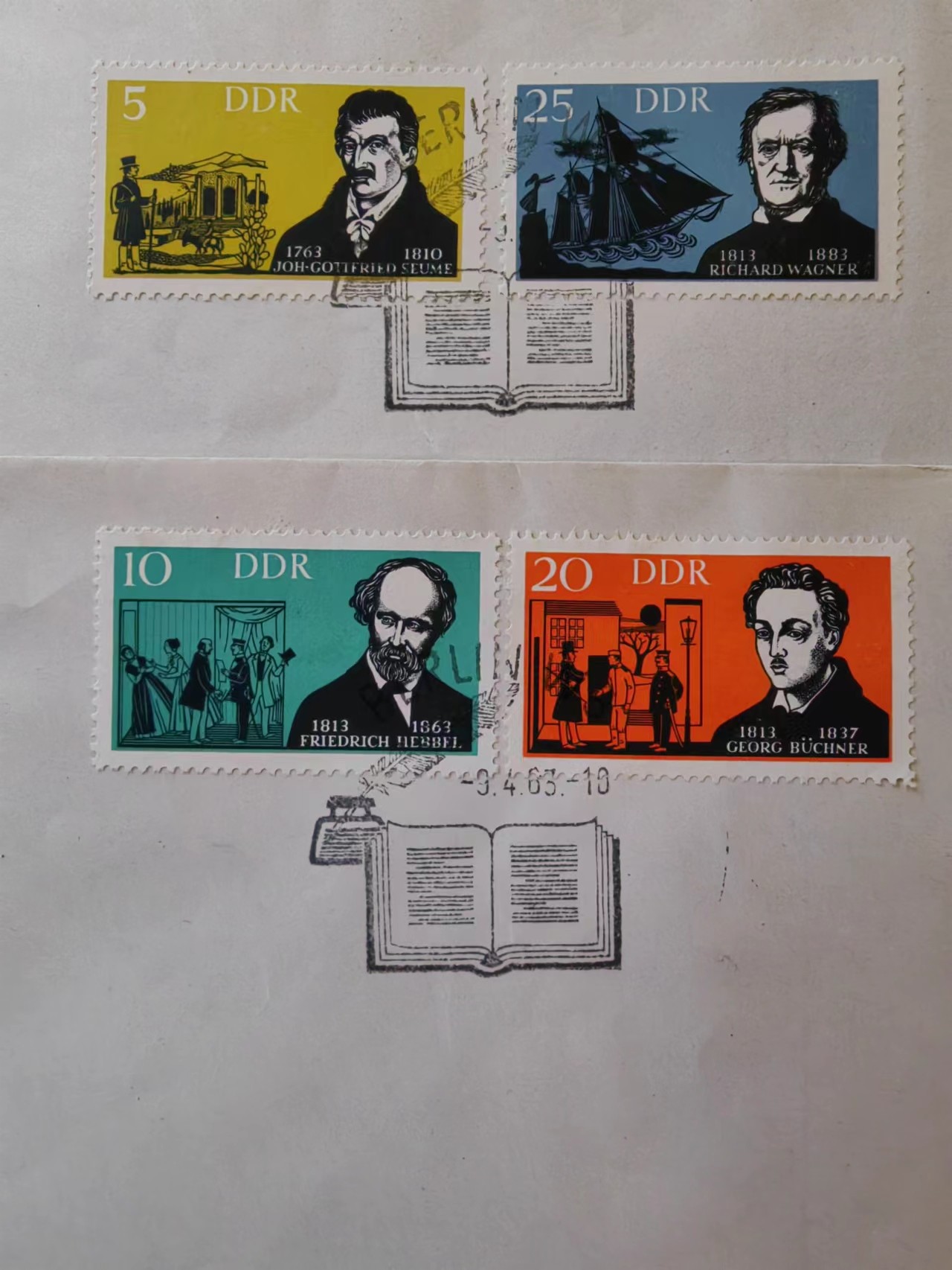 多国首日封✌邮品✌（拍卖场）精品🔥专场 第④③场 东德1963年 著名文学家和艺术家 （一套全）