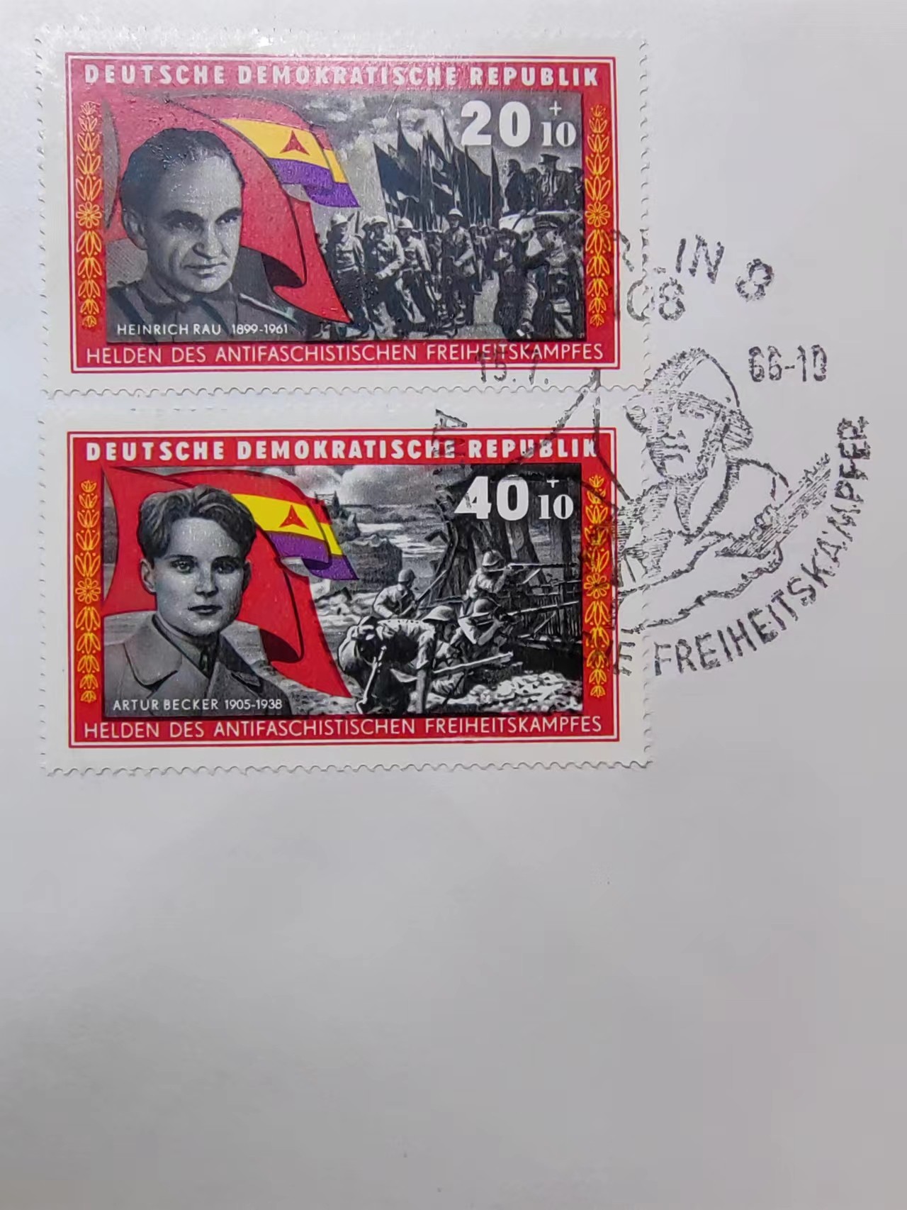 多国首日封✌邮品✌（拍卖场）精品🔥专场 第④③场 东德1966 反法西斯国际纵队旗帜徽章（一套全）