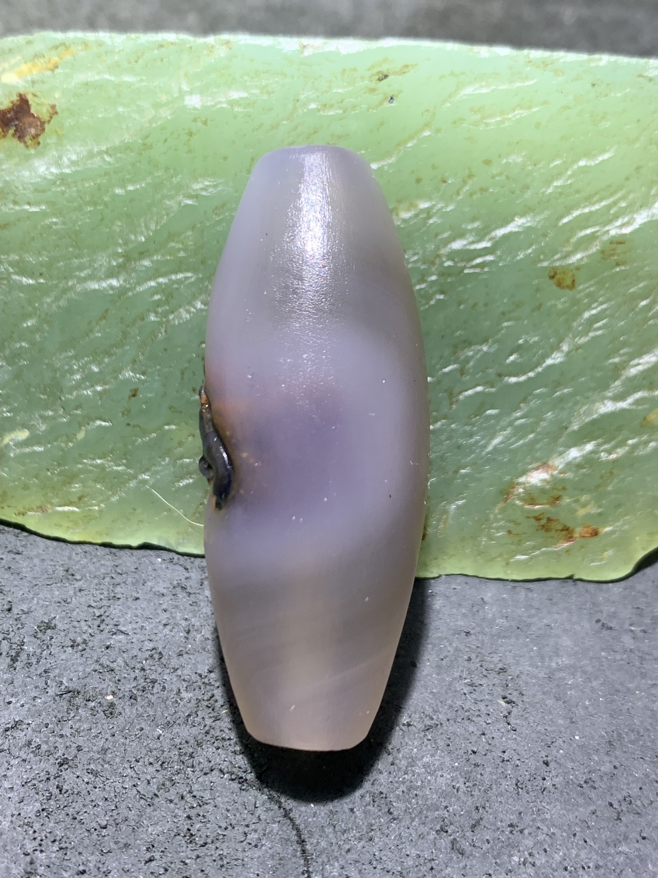 精美亚光高玉化巴西玛瑙手工俏色巧雕如意大桶珠一个