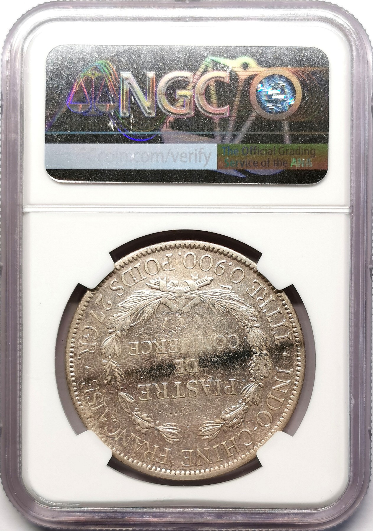 凡希社世界钱币微拍第二百五十八期 1896A法属印度支那皮亚斯特大银NGC-XFD