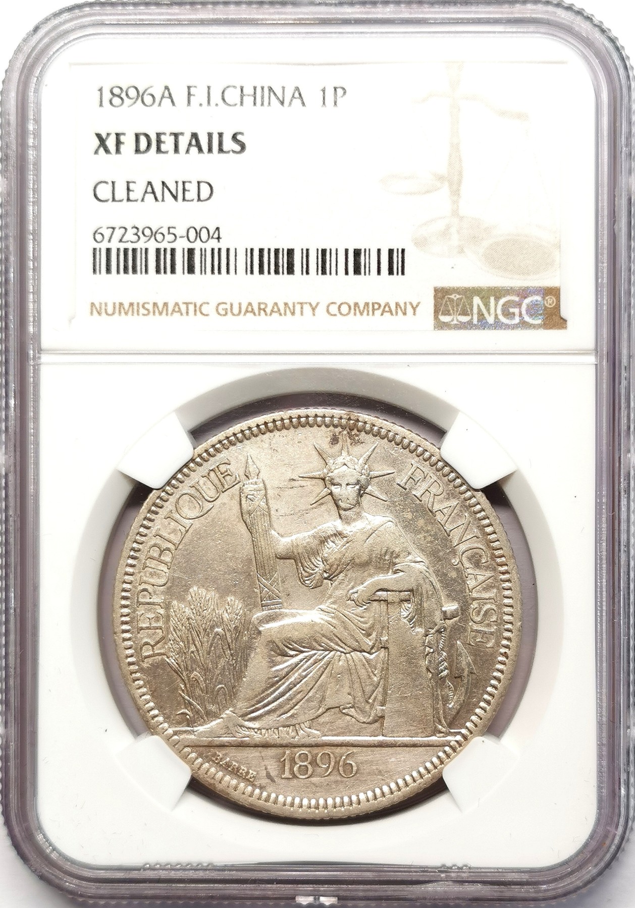 凡希社世界钱币微拍第二百五十八期 1896A法属印度支那皮亚斯特大银NGC-XFD